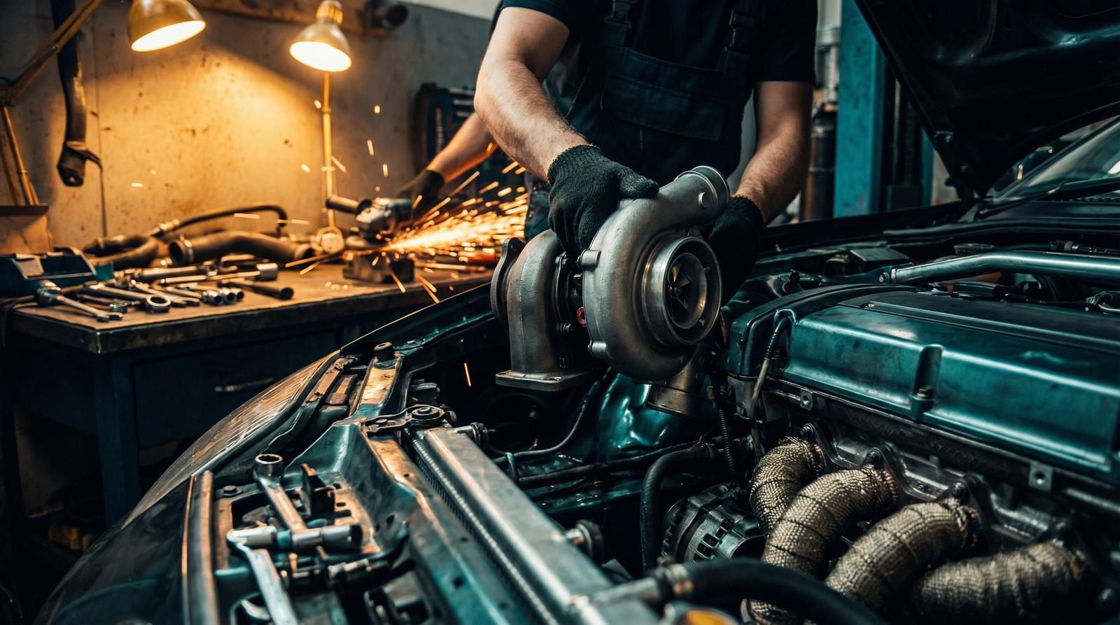 国产主播修车视频教程-涡轮增压器安装